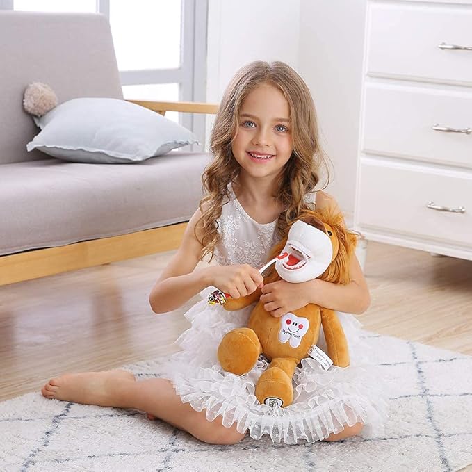 Tooth Fairy Plush, Oral Health Presentation Doll Puppet Little Lion Tooth Fairy Dental Educational Plush Small Size Doll with Teeth for Kids Chidren Boys Girls