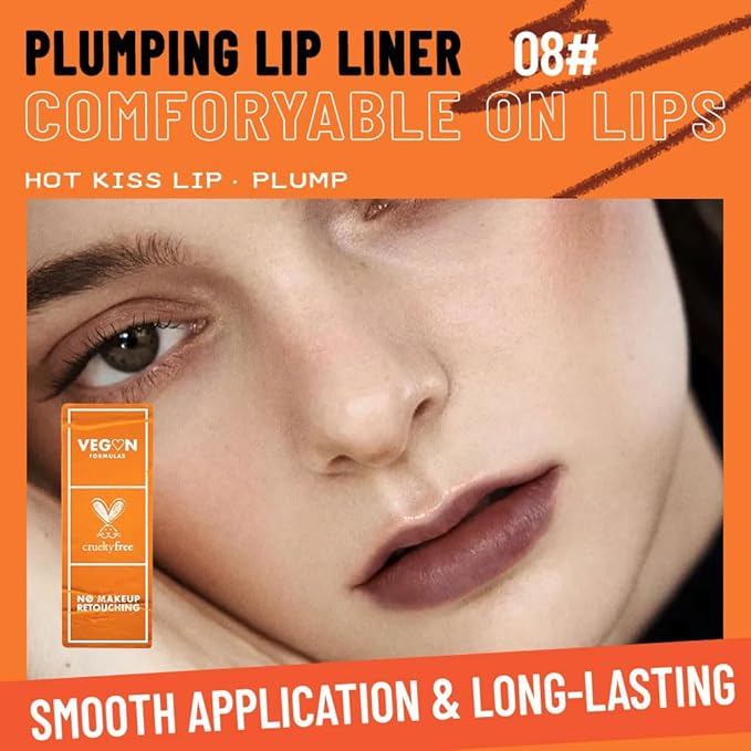 Matte Lip Liner Pencil for Shaping Lips, Retractable Creamy Brown Crayon LipLiner Pencil, Long Lasting Waterproof Lipstick Lip Liner Makeup, Vegan Beauty 08#