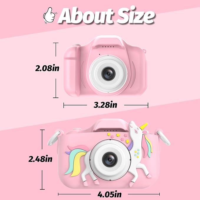 Goopow Kids Camera Toys for 3-8 Year Old Girls Boys,Children Digital Video Camcorder Camera with Cartoon Soft Cover, Best Chritmas Birthday Festival Gift for Kids - 32G SD Card Included