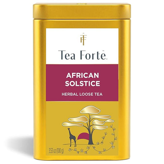 Tea Forte African Solstice Premium Loose Leaf Caffeine-Free Herbal Tea Blend Canister, Makes 35-50 Cups
