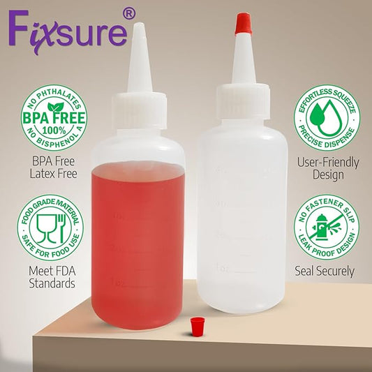 Plastic Squeeze Bottles with Red Tip Cap, 4 Oz Squirt Bottle For Ketchup, BBQ, Sauces, Syrup, Condiments, Oil, Pancake, Cookie Decorating, Dressings, Travel, Camping, Lab, Arts and Crafts (2)