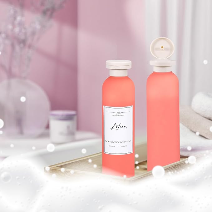 Travel Shampoo Bottle, Empty Plastic Squeeze Bottles 8.8oz with Flip Cap, Lotion Container for Toiletries Travel Size Shampoo and Conditioner