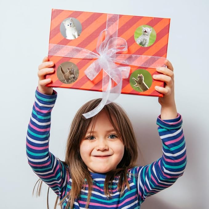 Cat Stickers for Kids Teachers 1.5 Inch 600Pcs Cat Stickers for Kids Birthday Party School Reward Giveaways