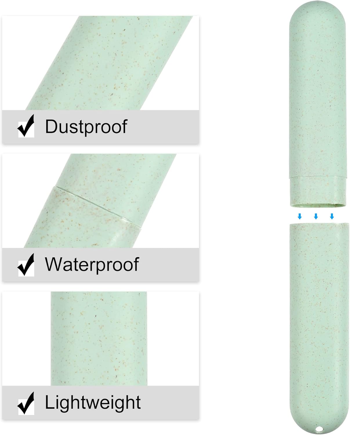 VOCOSTE 2pcs, Traveling Toothbrush Holders Case, PP Toothbrush Case for Travel Business, Green, 8.07''x1.22''x0.83''