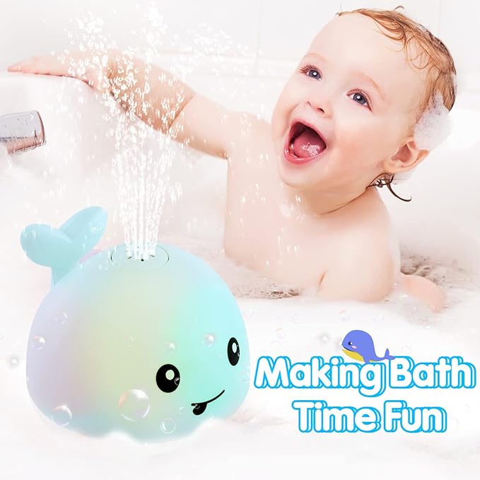 Gigilli Baby Bath Toys, Bath Toys for Kids Ages 1-3, 1 2 3 Year Boy Girl Gift Christmas Stocking Stuffers for Babies 6-12-18 Months Light Up Whale Bath Toy Sprinkler Toddler Birthday Bathtub Water Toy