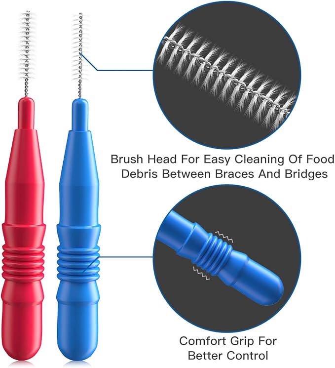 RAZOKO Interdental Brush, Flossing Head,Easy Use Tooth Cleaning Tool 176 Count (2.5mm/3mm)