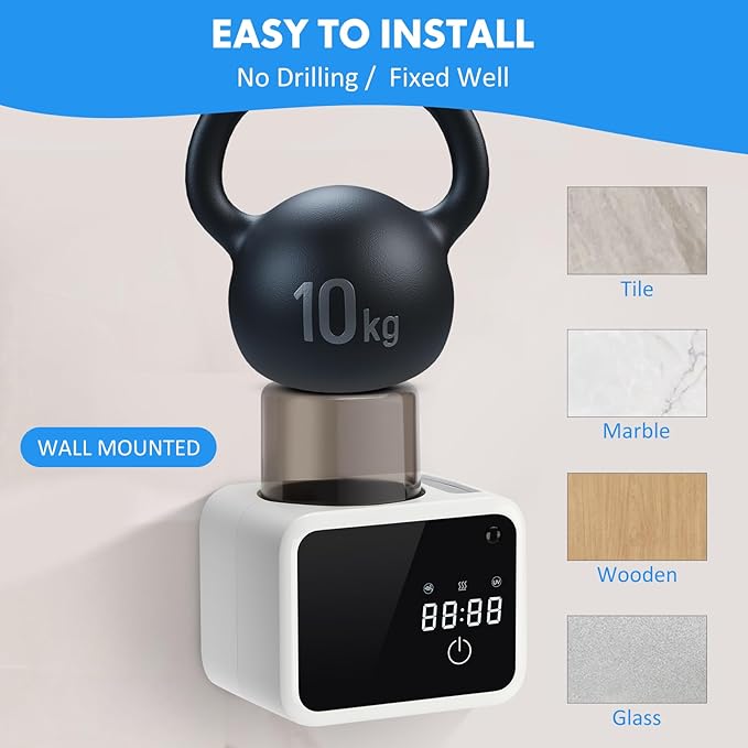 Wall Mounted Toothbrush Cleaning Holder, 2 Slots UV Toothbrush Cleaner with LED Screen, Timer and Cup, Smart Toothbrush Storage with Heating and Fan Drying for Bathroom Organizer & Decor - White