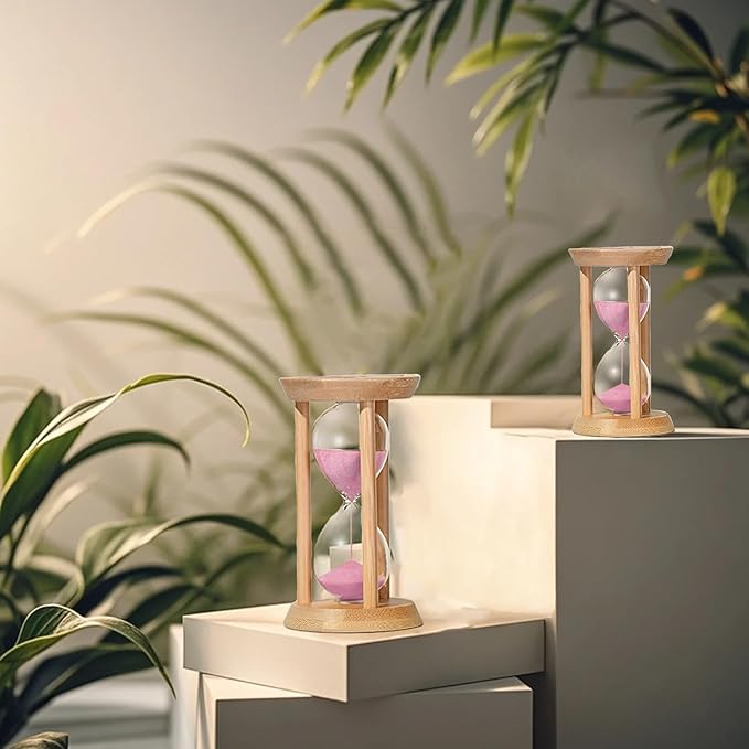 Sand Timer 30 Minute,Small Hourglass 30 Min,Wooden Frame Sandglass Timer,Sand Clock,Mini Sand Watch for Toothbrush Timer,Baking,Game,Pink