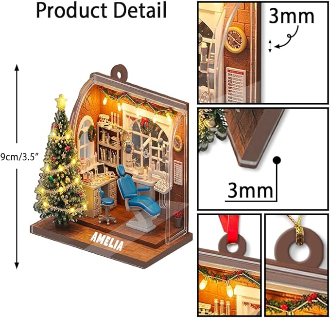 Custom Dentist Christmas Ornaments, Personalzied Christmas Dental Gifts, Custom Dentist Ornaments, Personalized Hanging Decor Dental Gifts 01