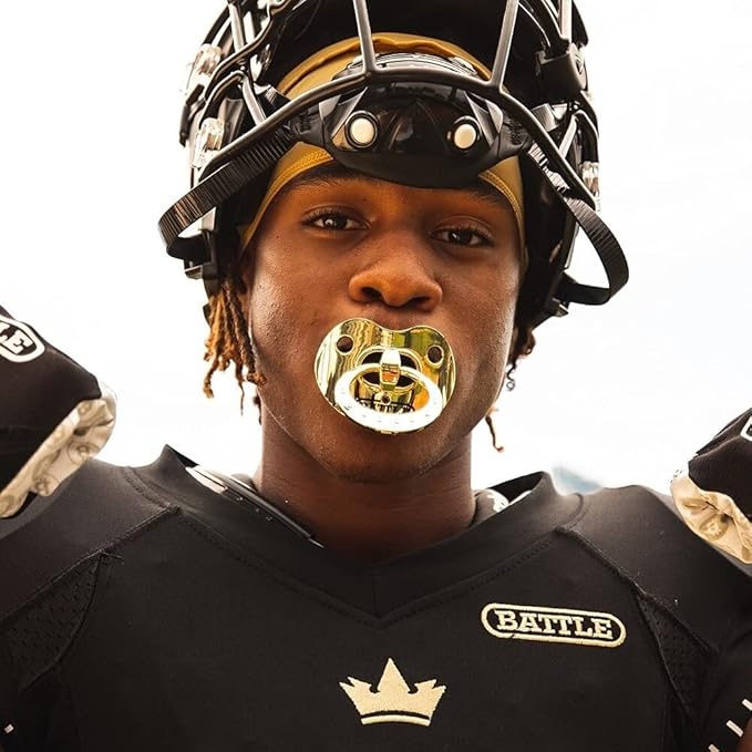 Battle Sports Binky Oxygen Football Mouthguard - Detachable Strap, Maximum Breathability, Works with Braces & No Boiling Required