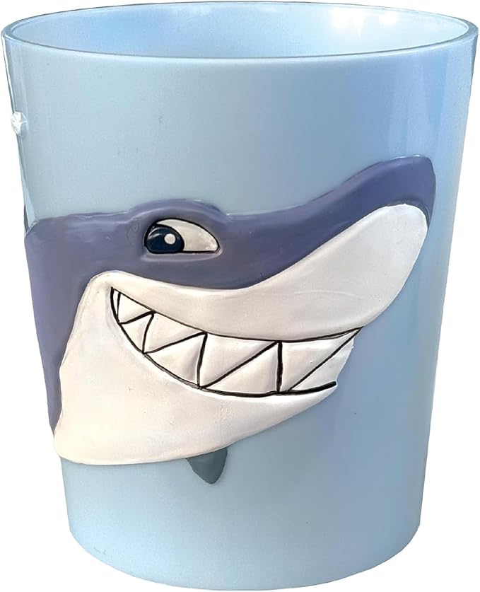 Lily's Home 3D Great White Shark Tumbler for Kids, Fun Novelty Reusable Toddler and Kids Cup, Bathroom Rinse Cup, BPA-Free Plastic, Ideal for Age 3-6, Unbreakable and Shutterproof (Shark) 10 Ounce
