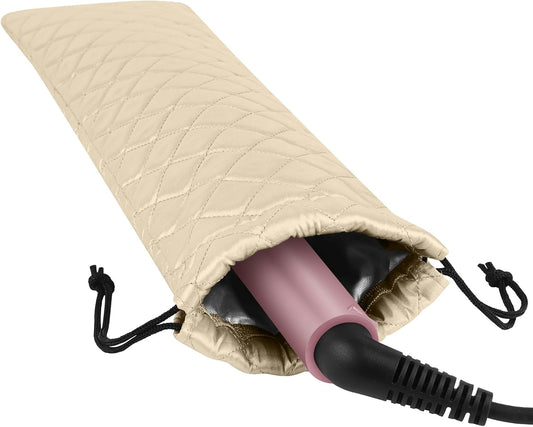 AMIJEAL Heat Resistant Hair Tools Organizer Bag Portable Travel Drawstring Storage Cover Pouch for Hair Straightening Irons, Curling Irons, Flat Irons and Hot Styling Tools(16" x 4.3")