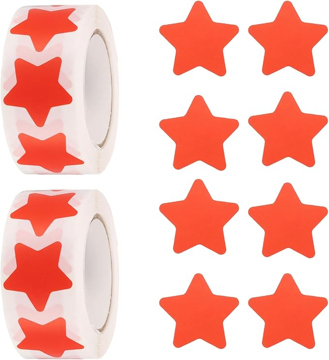 PATIKIL Star Stickers Roll 1 Inch(25mm), 1000pcs Reusable Self-Adhesive Star Labels for Reward Behavior Chart Teachers Business Decorating Wedding DIY Crafts, Red