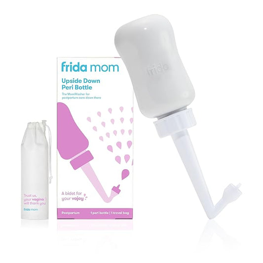 Frida Mom Upside Down Peri Bottle Sprayer, Perineal Care & Postpartum Recovery, Portable Travel Bidet & Perineal Cleanser with Travel Bag, Postpartum Essential, Gray