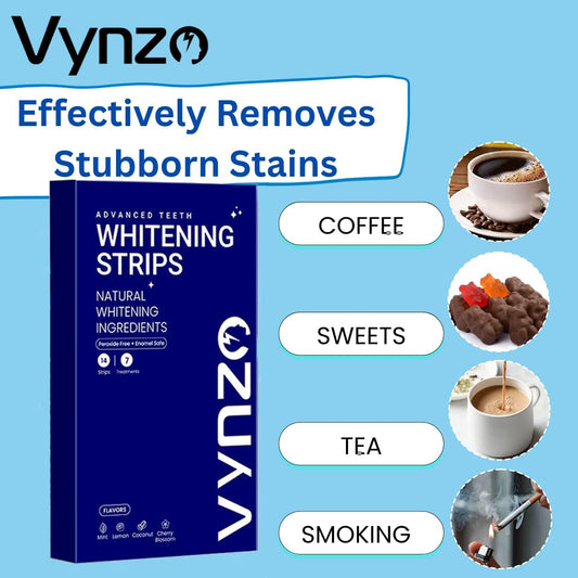 Natural Teeth Whitening Strips -7 Treatments, White Strips Peroxide-Free, Enamel Safe & Gentle for Sensitive Teeth, Removes Deep Stains Mint, Lemon & Cherry Blossom Flavors - Fast Results