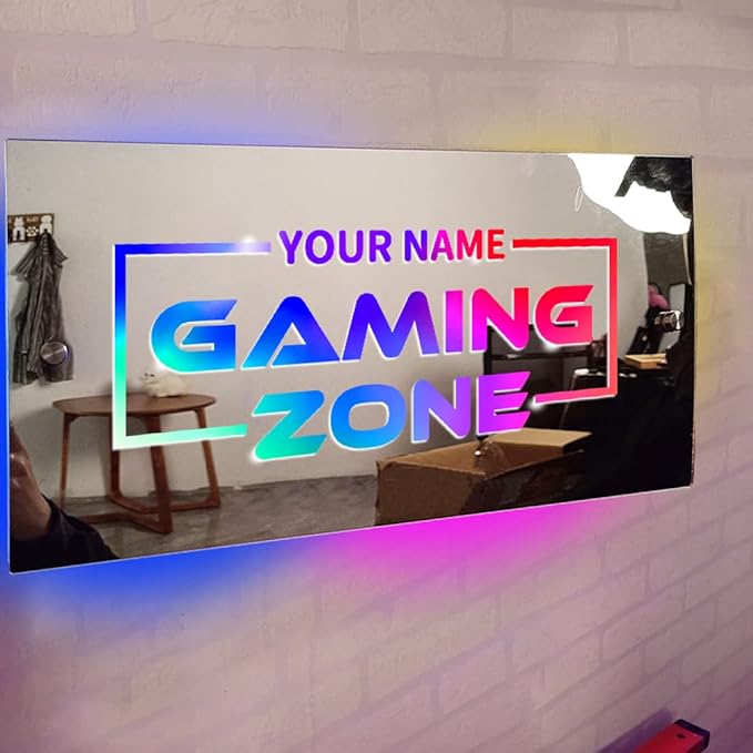 Tag Salon Custom LED Name Mirror - Multi Colour Lighting, Neon Sign Wall Decor for Bedroom, Bar, Barber Shop