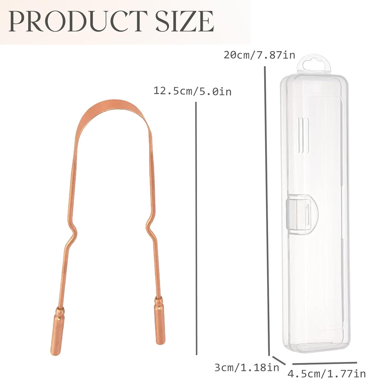Copper Tongue Scraper Set Tongue Cleaner Kits Plastic Oral Tongue Cleaning Tools Brush for Fresh Breath and Mouth Hygiene Care with Travel Case (3.0” x 5.0”)