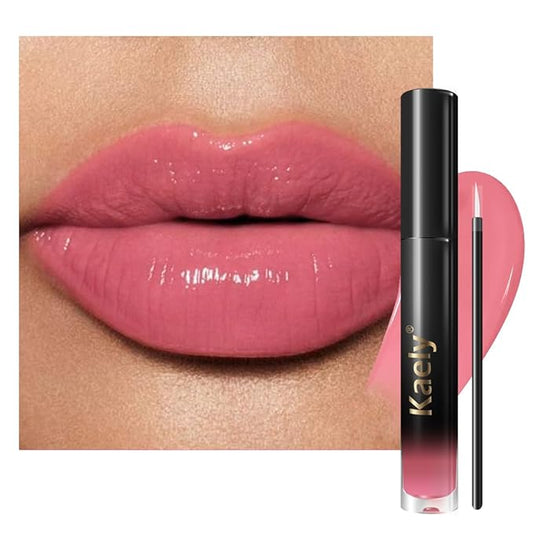 Kaely Longwear No-Budge Lipstick for Women, Highly Pigmented Liquid Lip Color Makeup, Non-Transfer Lip Gloss Stain Waterproof Smudge Proof 24 Hour, Instant Shine, Vegan & Cruelty-Free, 12 UPBEAT