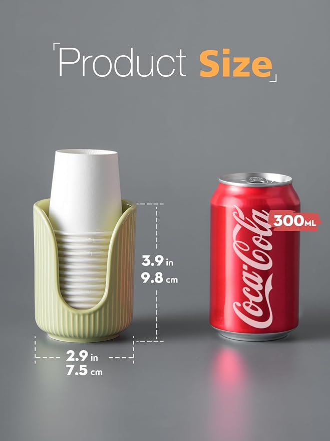 Bathroom Cup Dispenser, 3oz-4oz Ceramic Paper Cup Holder, Small Countertop Mouthwash Dixie Cups Accessories, for Vanity Countertops, Bathroom, Kitchen, and Dining Room