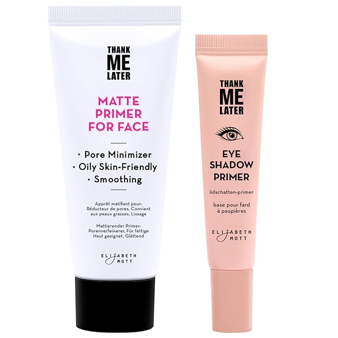 Elizabeth Mott Thank Me Later Face & Eye Primer – Long-Lasting Matte Makeup Base, Pore Minimizer, Oil & Shine Control, Wrinkle Blurring, Crease Prevention, Smooth Finish for All-Day Wear – 10g & 30g