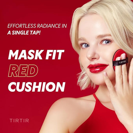 [*Mini Size*] TIRTIR Mask Fit Red Cushion Foundation | Full coverage, Weightless, Skin fit, Satin Glow Finish, Korean Makeup, beauty, Tattoo cover up, Buildable (#21C Cool Ivory, 0.15 Fl Oz)