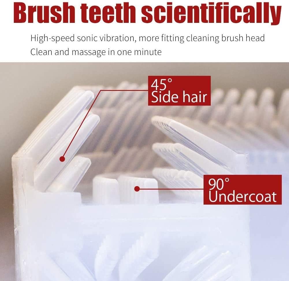 Maybuy Ultrasonic Automatic Toothbrush, Ultrasonic U-Shaped Toothbrushes for Adult, 360° Electric Sonic Tooth Brush with Automatic Timer, Wireless Charging Teethbrush Kit for Travel Or Home (Black)