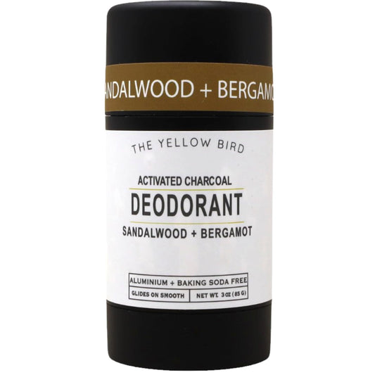 Sandalwood & Bergamot Natural Deodorant – Aluminum-Free, Baking Soda-Free Stick, Sensitive Skin Formula with Activated Charcoal – 3 oz, For Men, Women, Teens - Made in USA