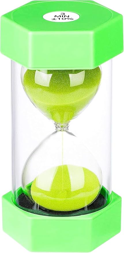 Hourglass Timer Sand Clock 3 Minute： Colorful Sand Timer 3 Minute, Small Green Sand Watch 3 Minute, Plastic Hour Glass Sandglass Timer for Kids, Games, Classroom, Kitchen, Decoration