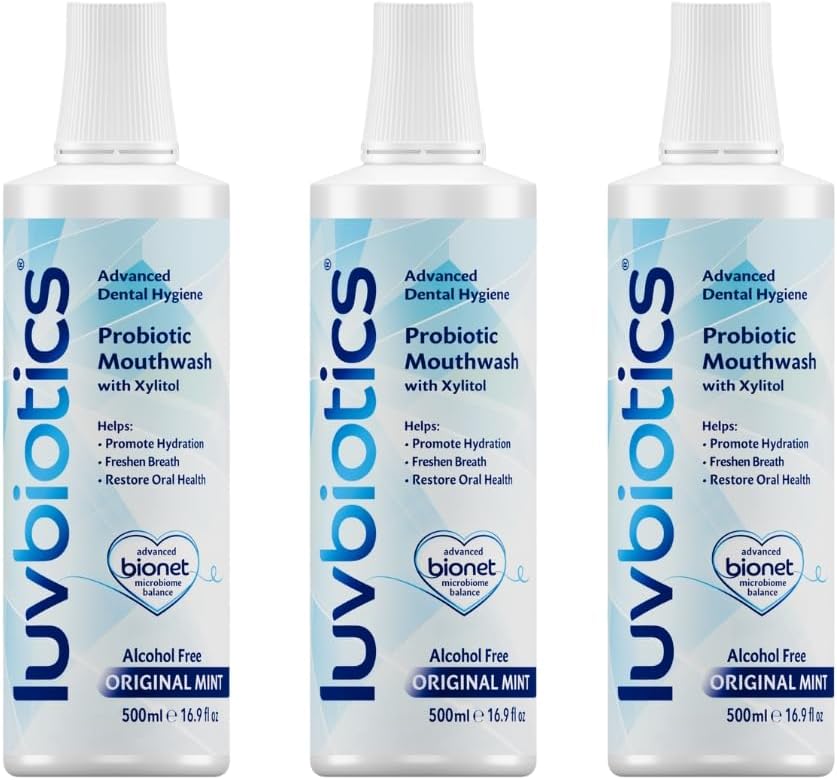 Luv Biotics Mouthwash with Oral Probiotics, Xylitol & Aloe Vera - 3 x 500ml