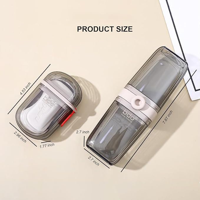2Pcs Toothbrush Travel Case & Travel Soap Holder Dish Tray, Portable Clear Toothbrush Holders with Cover Leakproof Bar Soap Holder for Traveling School Camping Business Trip Bathroom