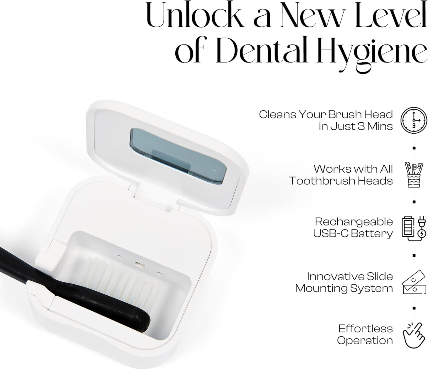 Mondano UV-C Toothbrush Sanitizer and Holder, Toothbrush Case - Manual/Electric Toothbrush Cover for Any Toothbrush Head - Rechargeable Toothbrush Travel Case, Tooth Brush Cover Cap for Home