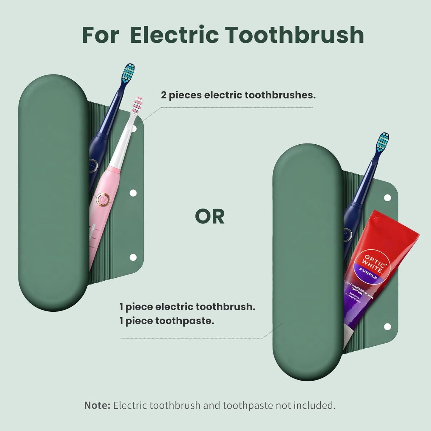 Silicone Electric Toothbrush Travel Cover, Toothbrush Travel Containers Bag Case,Keeps Toothbrush Fresh and Clean, Fits Most Manual and Electric Toothbrushes - Midnight Green