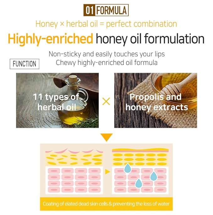 Lip Oil Super Seed | 0.10 Oz | Glass Lip, Healthy Lip Care, Moisturizing Lip Oil with Honey, Propolis, Herbal Oil, Glowy, Revitalizing, Calming Lip, Non-sticky, Non-artificial Colors