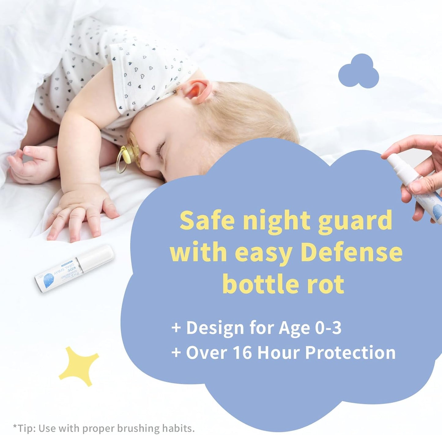 Mouth Spray for Kids, Toddler Toothpaste Helper, Fluoride Free Baby Toothpaste Cavity Protection, Oral Care with Natural P113+ Antibacterial Peptide - for Newborns to Age 12 (Blueberry)