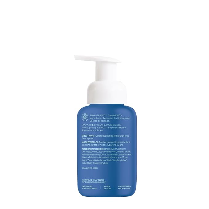 ATTITUDE Foaming Hand Soap for Kids, EWG Verified, Dermatologically Tested, Plant- and Mineral-Based Ingredients, Vegan, Blueberry, 10 Fl Oz