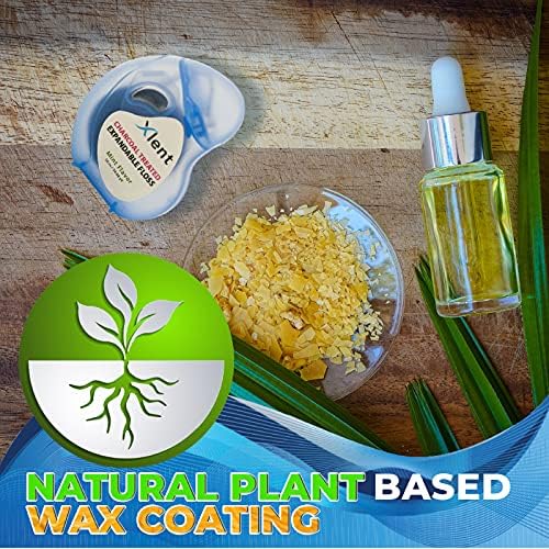 Xlent Expandable Floss Treated Activated Charcoal, Xylitol Natural Based Wax Fresh Mint Flavor | 3 Count (1 50 m Floss Blue Container Plus 2 50 m Refill Bobbins), 3 Count (1 Blister Card+2 Refill)