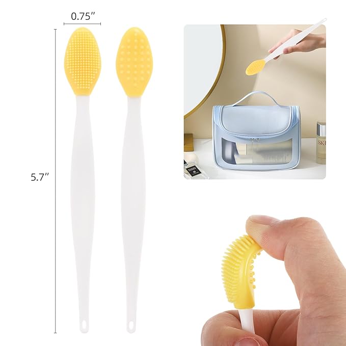 100 Pack Silicone Scrub Lip Brush, Double Side Lip Exfoliating, Nose Clean Blackhead Removal Brushes With Lip Exfoliator Scrubber Tool Wash Face Cleansing Brush