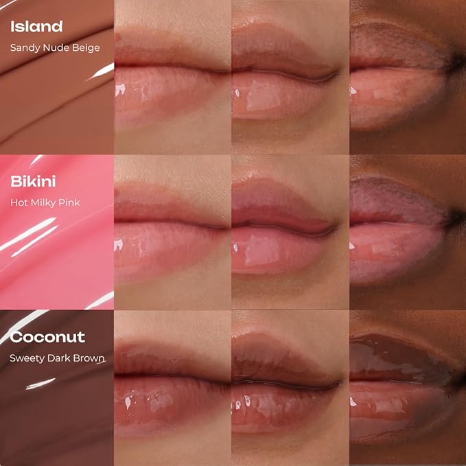 PDRN Tinted Lip Serum – High Gloss Ultra Hydrating Natural Glow, Non-Sticky Volumizing Color Glaze with Long-Lasting Shine, Nourishing Moisturizing Repair for Chapped Lips (0.34 oz) (bikini)