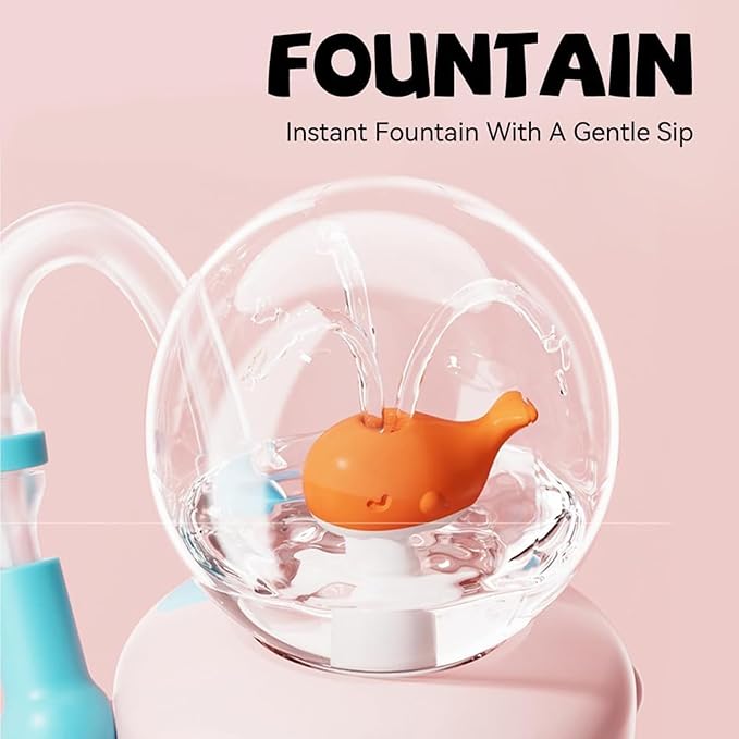 Drinking Cup With Whale Squirt, 24oz Whale Water Bottle with Handle, Insulated Stainless Steel Whale Water Cups With Two Silicone Soft Tip, Leak-Proof Whale Fountain Bottle for Kids Teens (Yellow)