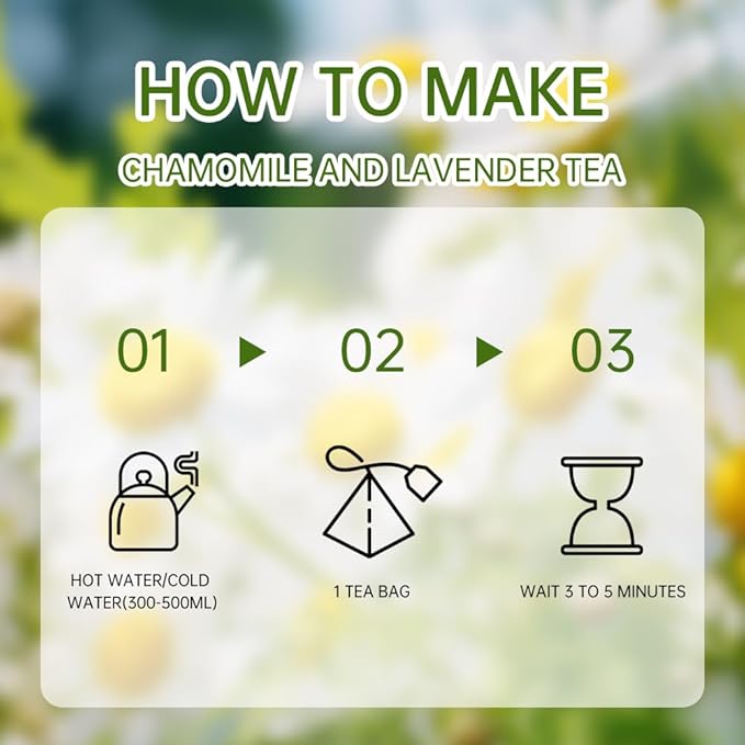 HANFANGLING Chamomile and Lavender Herbal Tea Stress Relief Support Sleep - Savor the Floral Scent 20 tea bags 0.85oz