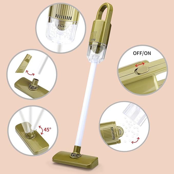 Kids Cleaning Set for Toddlers, Detachable 20 Pcs Pretend Play Set, Educational Toddler Cleaning Carts Includes Real Working Vacuum Cleaner, Broom, Spray Bottle and More