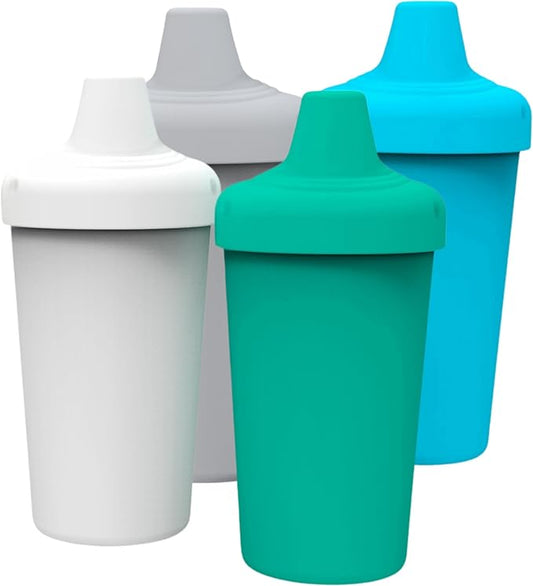 Avima Spill Proof Sippy Cups for Toddlers 1-3 Years - Bite Resistant & BPA Free Training Toddler Cups for Boys & Girls, 10 Oz, 4 Pack Set - Neutral Blue