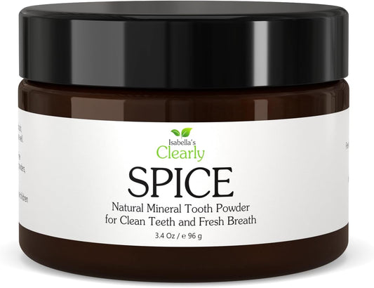 Isabella’s Clearly Spice Remineralizing Tooth Powder | Teeth Whitening Natural Toothpaste Fluoride Free for Adults, Kids, Sensitive Teeth & Gums | Xylitol, Baking Soda, Clay, Calcium, Cinnamon, Clove