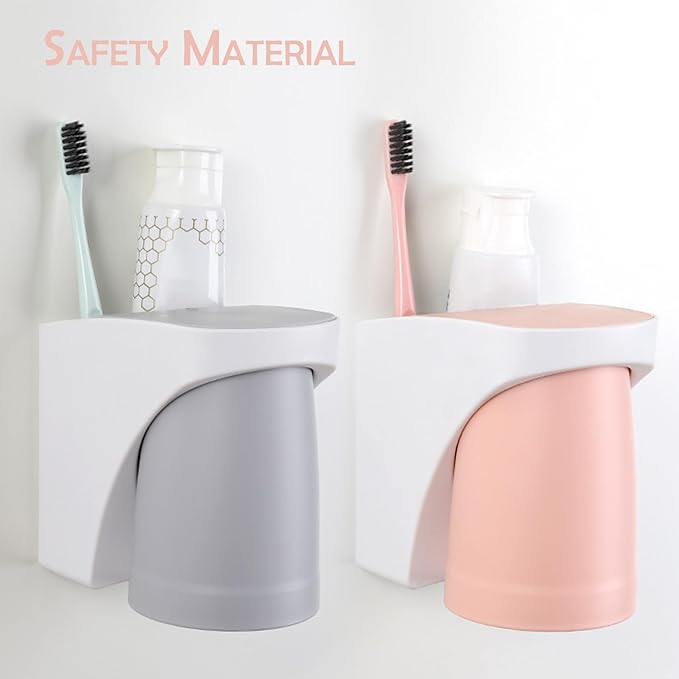 Toothbrush Holders for Bathroom，Wall Mounted Magnetic Cup Set, sgzscl Electric Toothbrushes Storage Organizer Space Saving Holders for Water pik Oral B, Father Mother and Son/Daughter (Lightgrey)