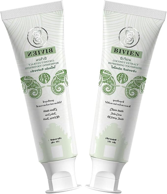 Bivien Coconut Fresh Deep Whitening Fluoride-Free Toothpaste Imported from Thailand (2pcs)