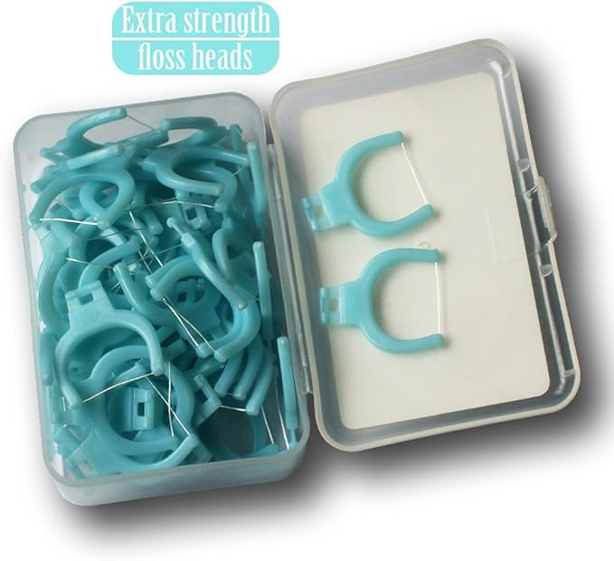 T.Smile NoFuss Dental Flosser Kit, 5-inch Long Handle & Refill Heads, Extra-Strength Floss for Comfortable Clean, Fluoride Free, (2 Handles + 200 Extra-Strength Floss Refills)
