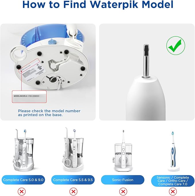 4 Pack Toothbrush Replacement Heads for Waterpik Sensonic Complete Care CC-04CD010-1, and for Waterpik Sensonic Electric Toothbrush STW-03W020/STW-03W027, with Cover for White STWB-3WW-B