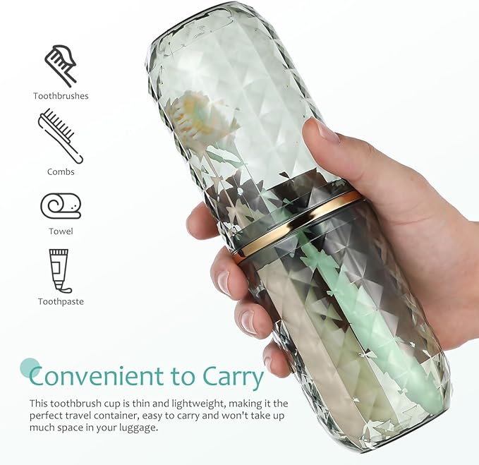 GALPADA Portable Toothbrush Travel Case Sturdy Toothbrush Holder Cup Reusable for Camping Hotel