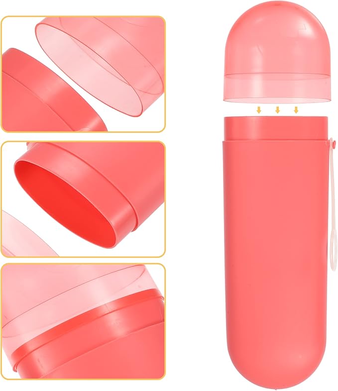 VOCOSTE 1 Pcs, Portable Toothbrush Case with Hook, Plastic, Traveling Toothbrush Holders Case, Travel Business, Red, 8.07"x2.36"x1.38"