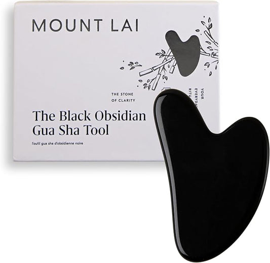 Mount Lai Obsidian Gua Sha Facial Tool – The Stone of Transformation – 100% Genuine Black Obsidian Stone Face Sculpting Tool for Lymphatic Drainage, Puffiness Reduction & Jaw Tension Relief